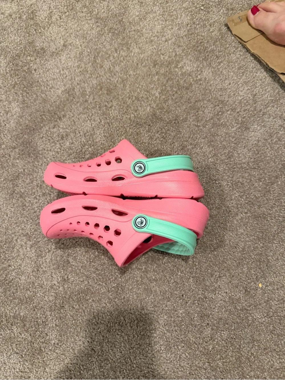 Joybees Kids Pink & Mint Lightweight Clogs Water Shoes Size 12/13 NWOT